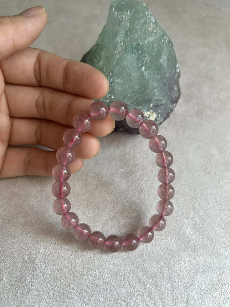 Strawberry Crystal Bracelet: Sweet Elegance and Heartfelt Energy Eco Friendly Strawberry Quartz Jewelry