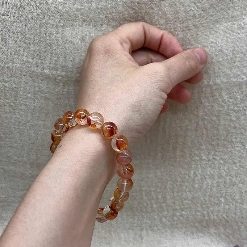 Red Gel Flower Crystal Bracelet | Handcrafted Healing Jewelry for Luck, Protection & Love Healing Flower Crystal Bracelet