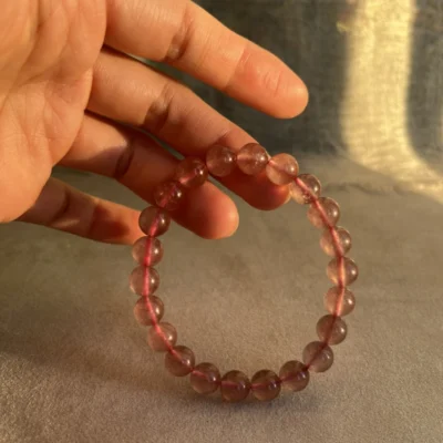 Raw Strawberry Quartz Bracelet For Sale Raw Strawberry Quartz Bracelet For Sale