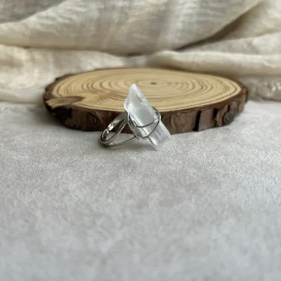 White Crystal Raw Stone Ring