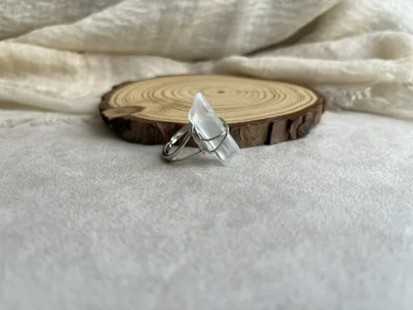 White Crystal Raw Stone Ring
